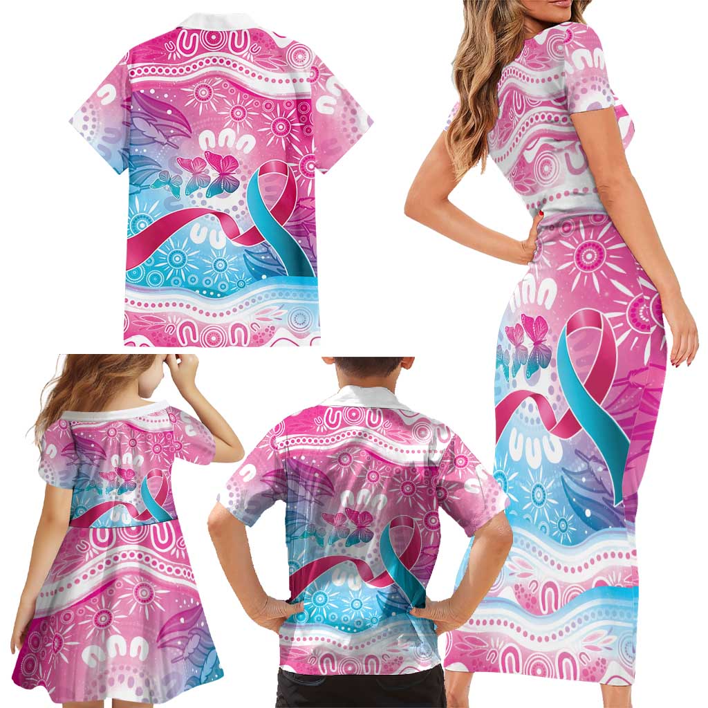 Australia Hereditary Cancer Awareness Family Matching Short Sleeve Bodycon Dress and Hawaiian Shirt Never Give Up