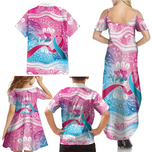 Australia Hereditary Cancer Awareness Family Matching Summer Maxi Dress and Hawaiian Shirt Never Give Up