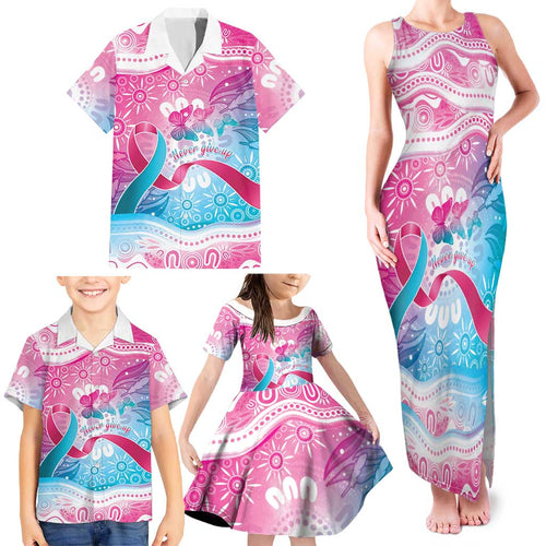 Australia Hereditary Cancer Awareness Family Matching Tank Maxi Dress and Hawaiian Shirt Never Give Up