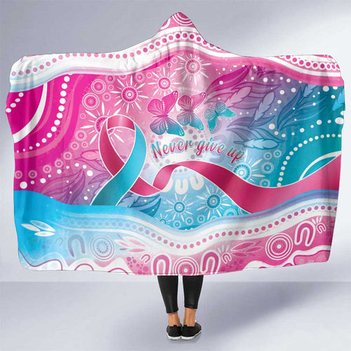 Australia Hereditary Cancer Awareness Hooded Blanket Never Give Up