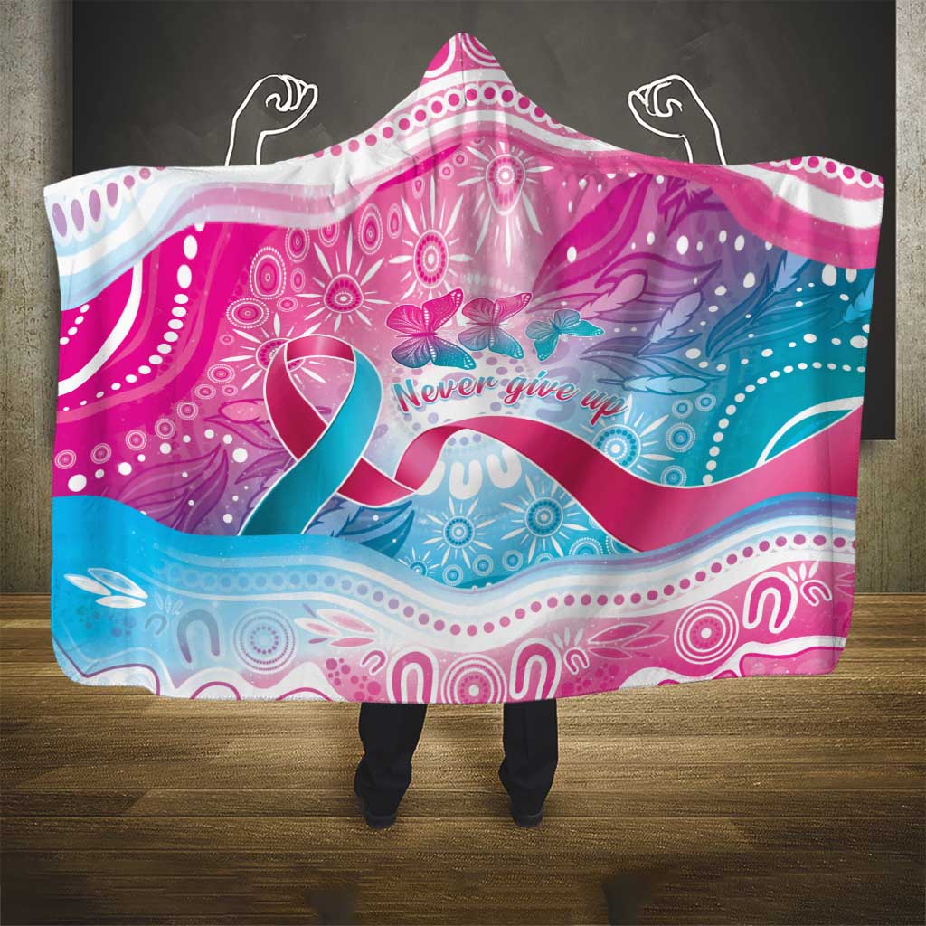 Australia Hereditary Cancer Awareness Hooded Blanket Never Give Up