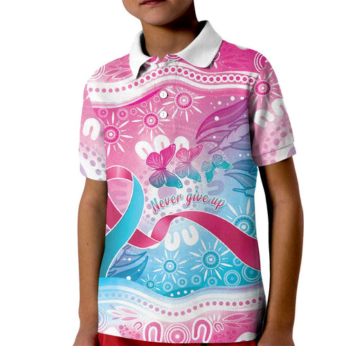 Australia Hereditary Cancer Awareness Kid Polo Shirt Never Give Up