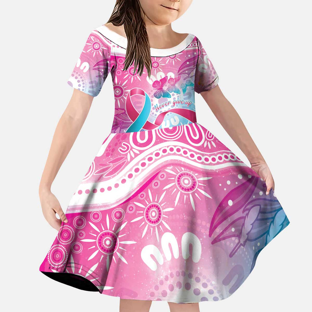 Australia Hereditary Cancer Awareness Kid Short Sleeve Dress Never Give Up