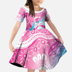 Australia Hereditary Cancer Awareness Kid Short Sleeve Dress Never Give Up