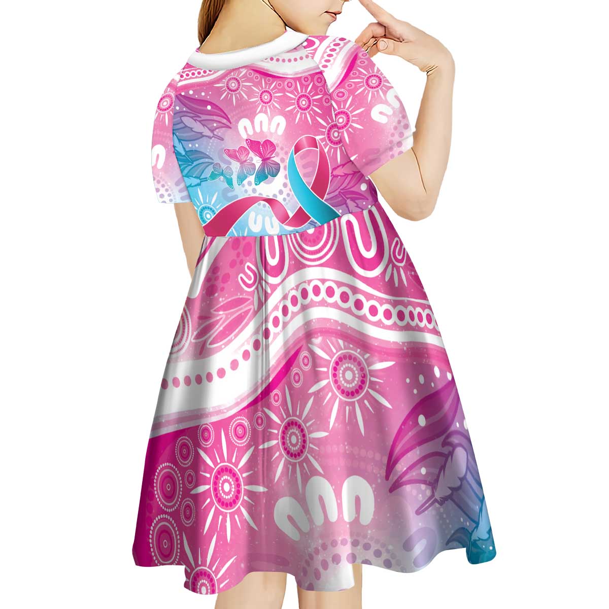 Australia Hereditary Cancer Awareness Kid Short Sleeve Dress Never Give Up