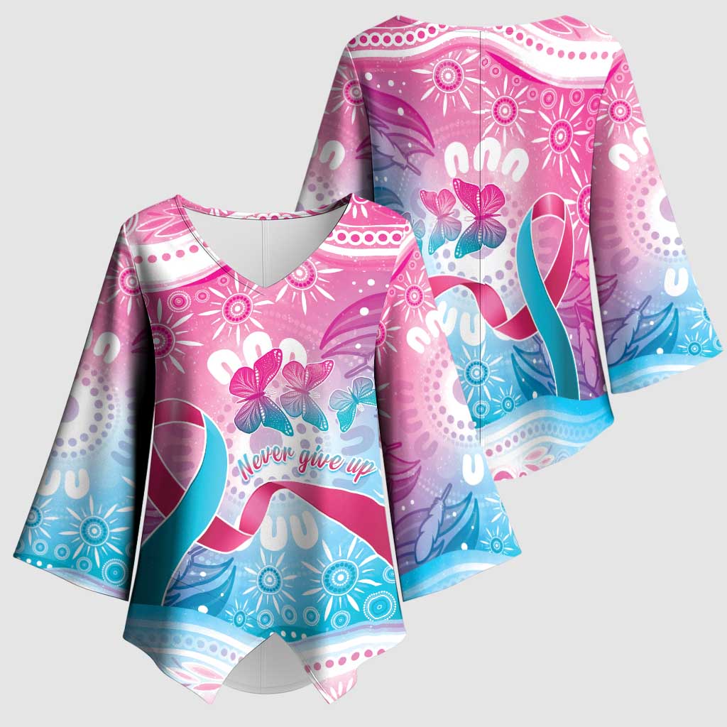 Australia Hereditary Cancer Awareness Kimono Sleeve Blouse Never Give Up