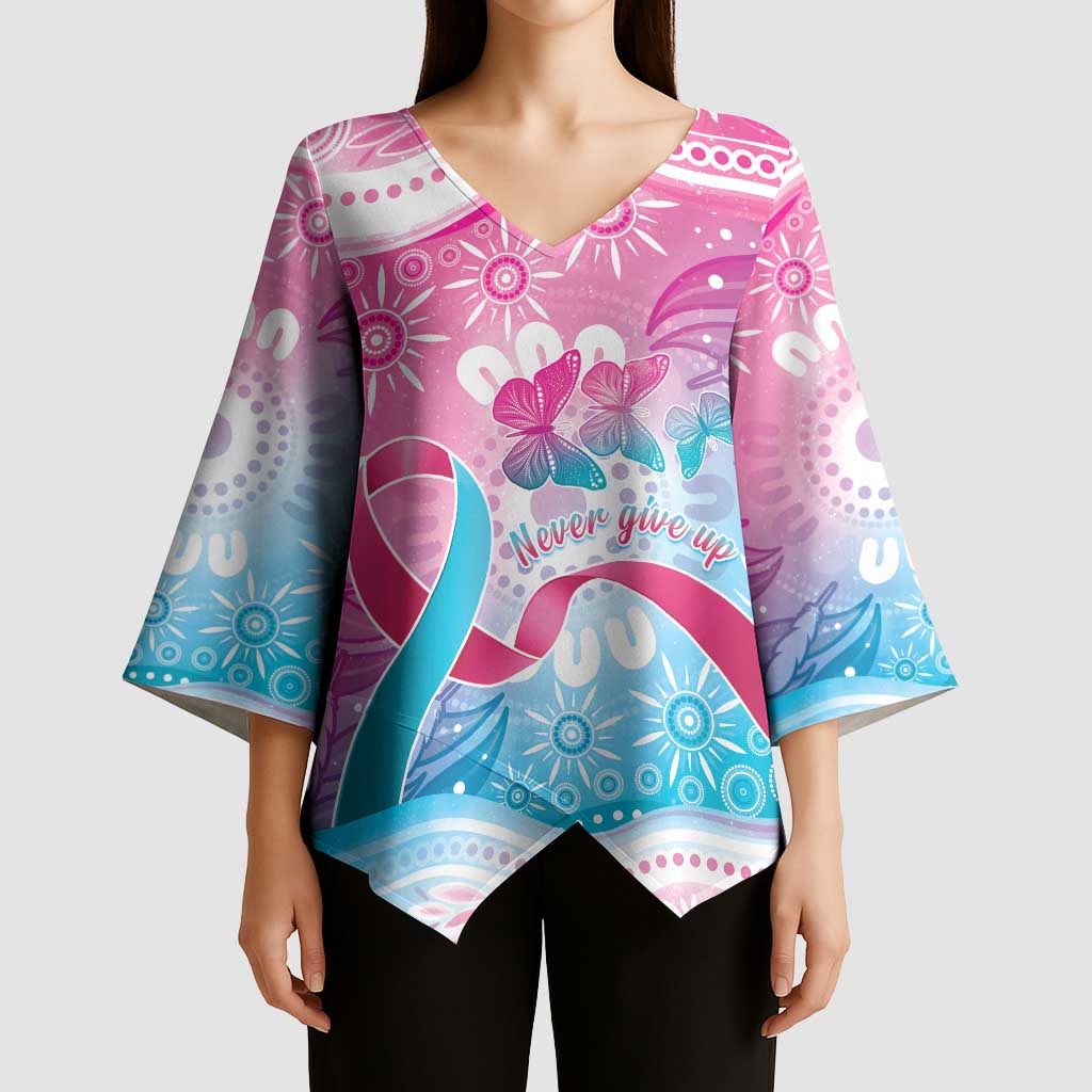 Australia Hereditary Cancer Awareness Kimono Sleeve Blouse Never Give Up