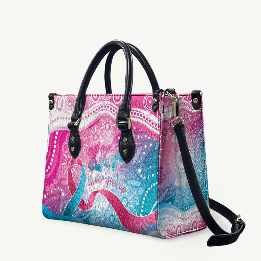 Australia Hereditary Cancer Awareness Leather Bag Never Give Up