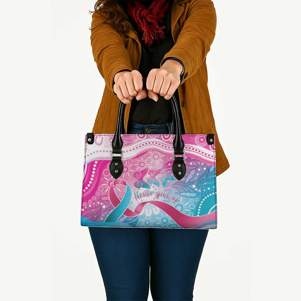 Australia Hereditary Cancer Awareness Leather Bag Never Give Up