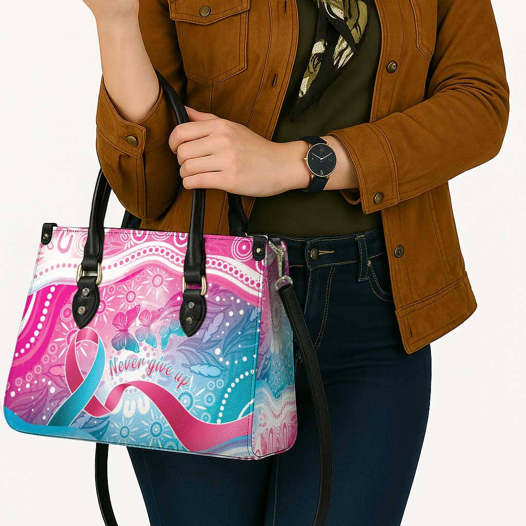 Australia Hereditary Cancer Awareness Leather Bag Never Give Up
