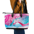 Australia Hereditary Cancer Awareness Leather Tote Bag Never Give Up