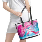 Australia Hereditary Cancer Awareness Leather Tote Bag Never Give Up