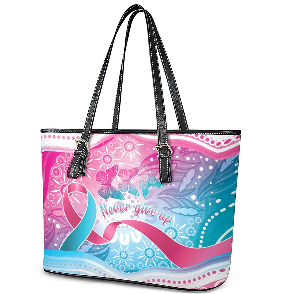 Australia Hereditary Cancer Awareness Leather Tote Bag Never Give Up