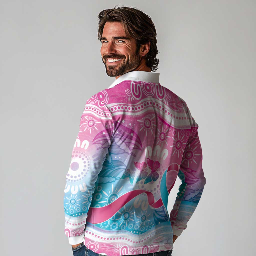 Australia Hereditary Cancer Awareness Long Sleeve Polo Shirt Never Give Up