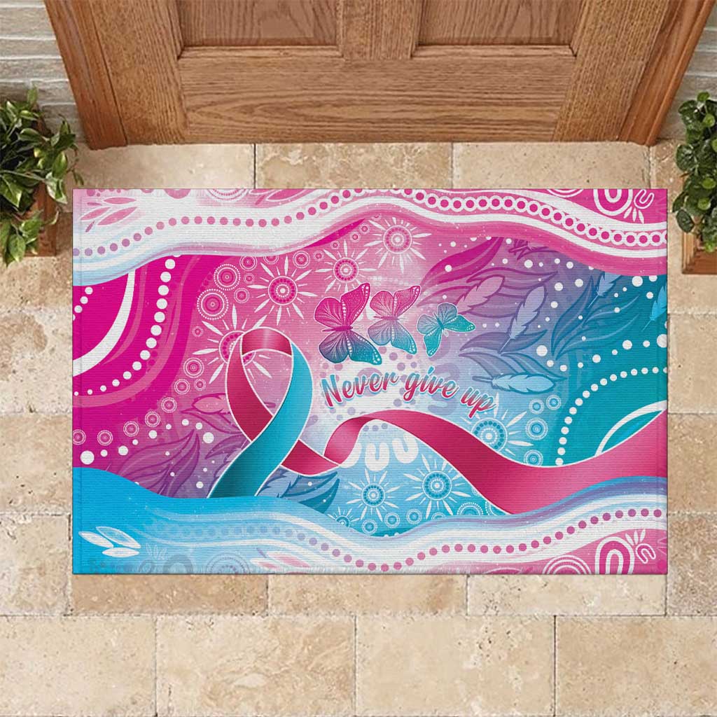 Australia Hereditary Cancer Awareness Rubber Doormat Never Give Up