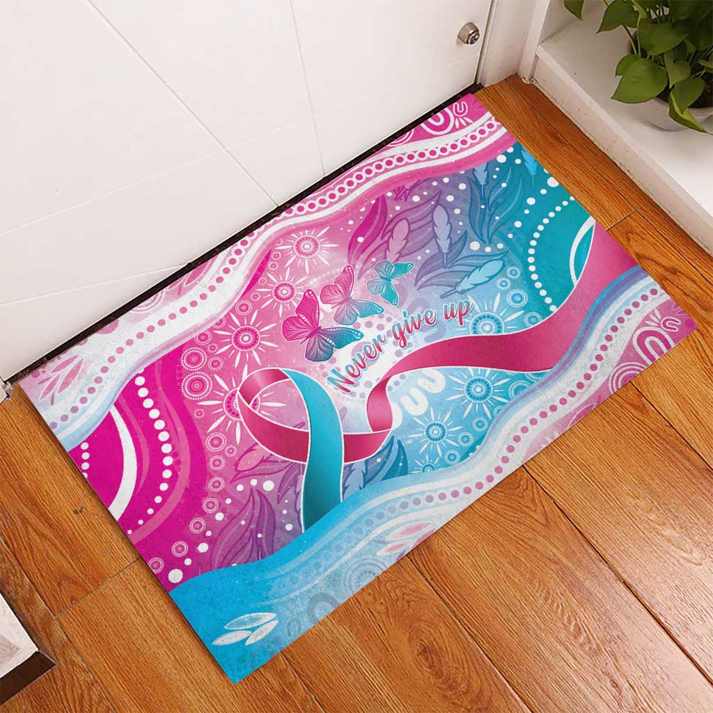 Australia Hereditary Cancer Awareness Rubber Doormat Never Give Up