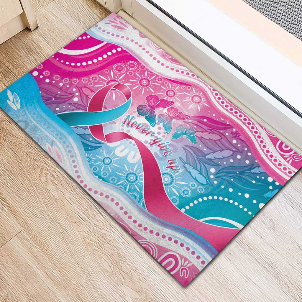 Australia Hereditary Cancer Awareness Rubber Doormat Never Give Up