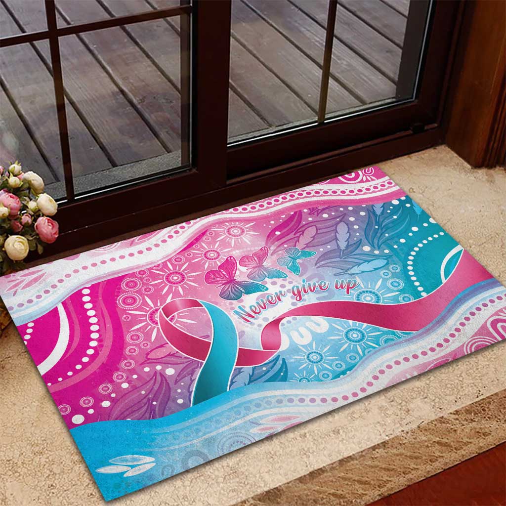 Australia Hereditary Cancer Awareness Rubber Doormat Never Give Up