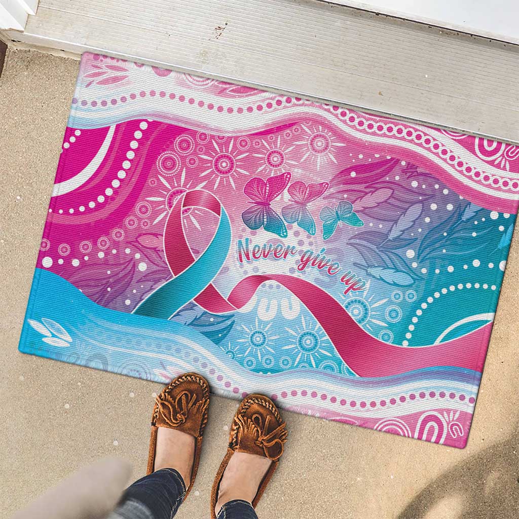 Australia Hereditary Cancer Awareness Rubber Doormat Never Give Up