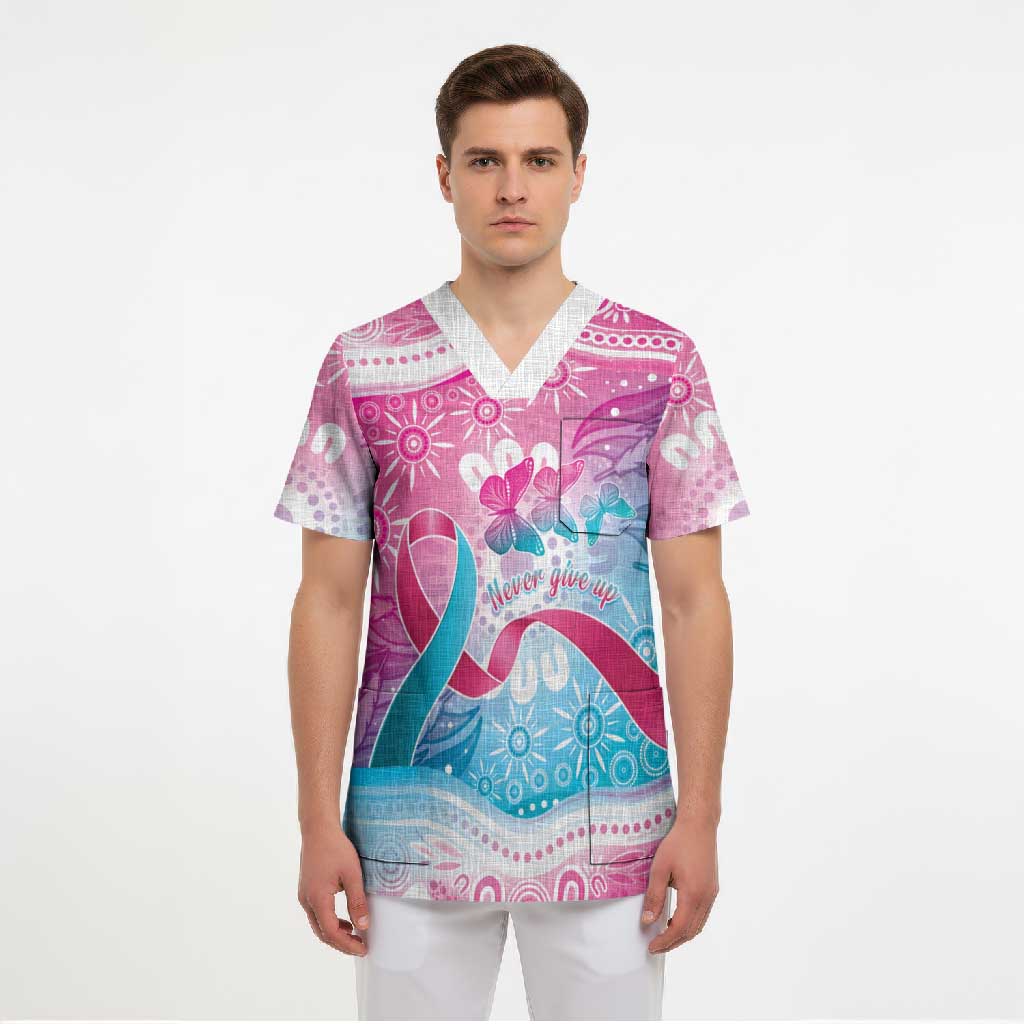 Australia Hereditary Cancer Awareness Scrub Top Never Give Up
