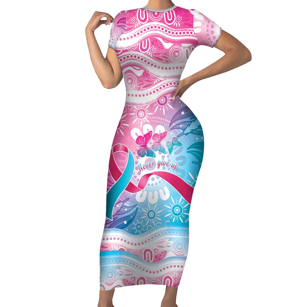 Australia Hereditary Cancer Awareness Short Sleeve Bodycon Dress Never Give Up
