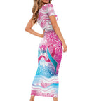 Australia Hereditary Cancer Awareness Short Sleeve Bodycon Dress Never Give Up