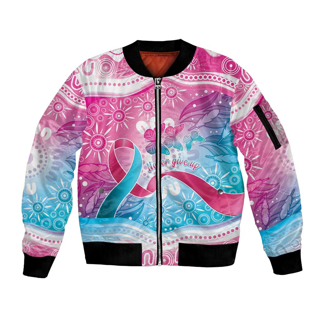 Australia Hereditary Cancer Awareness Sleeve Zip Bomber Jacket Never Give Up
