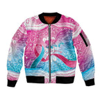 Australia Hereditary Cancer Awareness Sleeve Zip Bomber Jacket Never Give Up