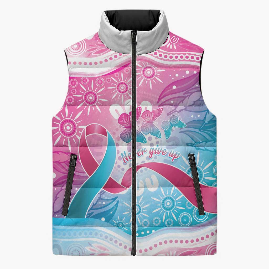 Australia Hereditary Cancer Awareness Sleeveless Puffer Jacket Never Give Up