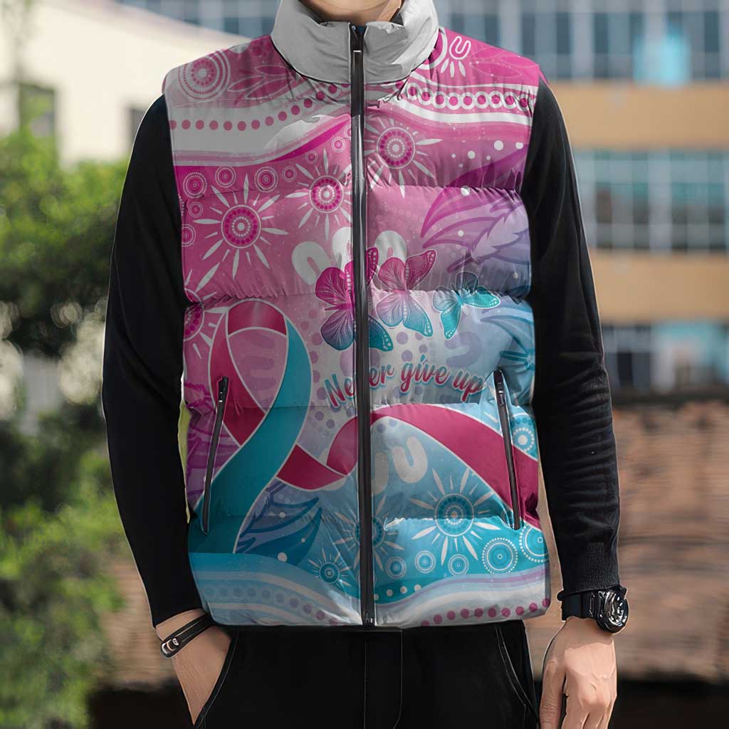 Australia Hereditary Cancer Awareness Sleeveless Puffer Jacket Never Give Up