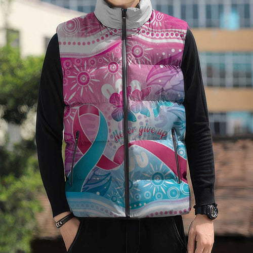 Australia Hereditary Cancer Awareness Sleeveless Puffer Jacket Never Give Up