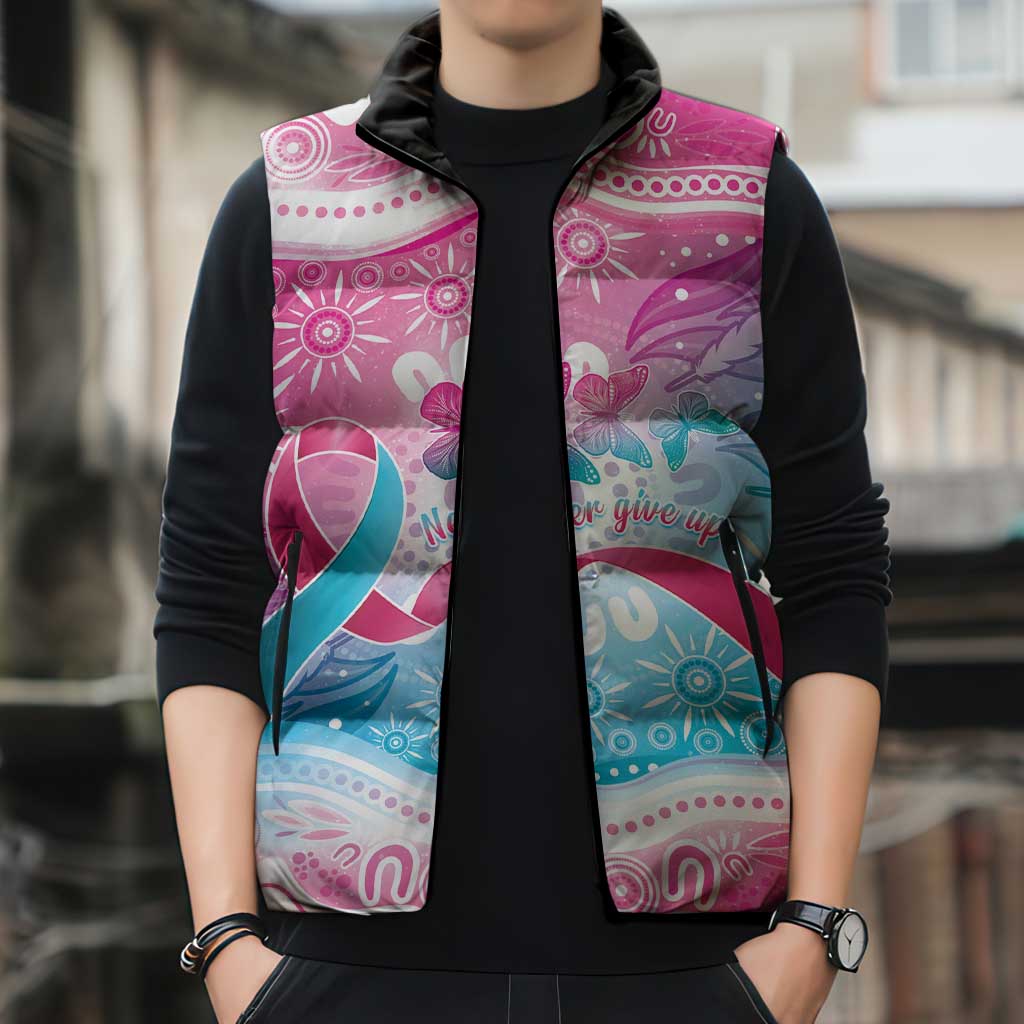 Australia Hereditary Cancer Awareness Sleeveless Puffer Jacket Never Give Up