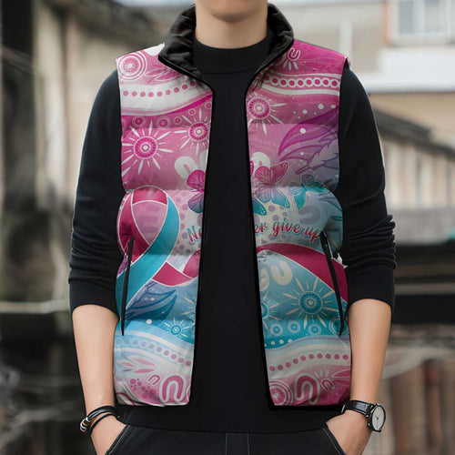 Australia Hereditary Cancer Awareness Sleeveless Puffer Jacket Never Give Up