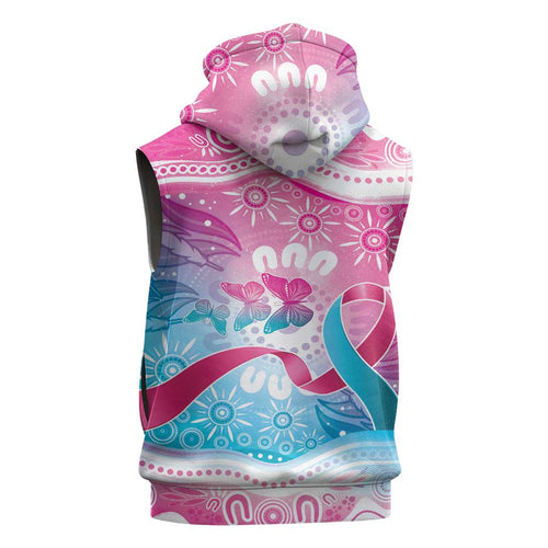 Australia Hereditary Cancer Awareness Sleeveless Zip Hoodie Never Give Up