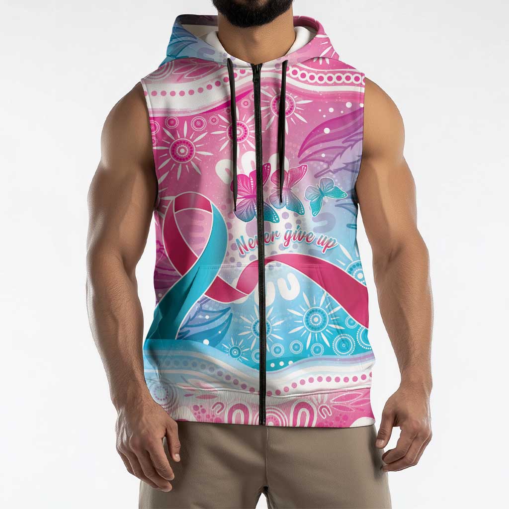 Australia Hereditary Cancer Awareness Sleeveless Zip Hoodie Never Give Up