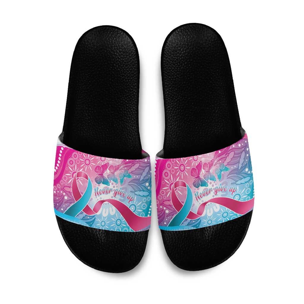 Australia Hereditary Cancer Awareness Slide Sandals Never Give Up