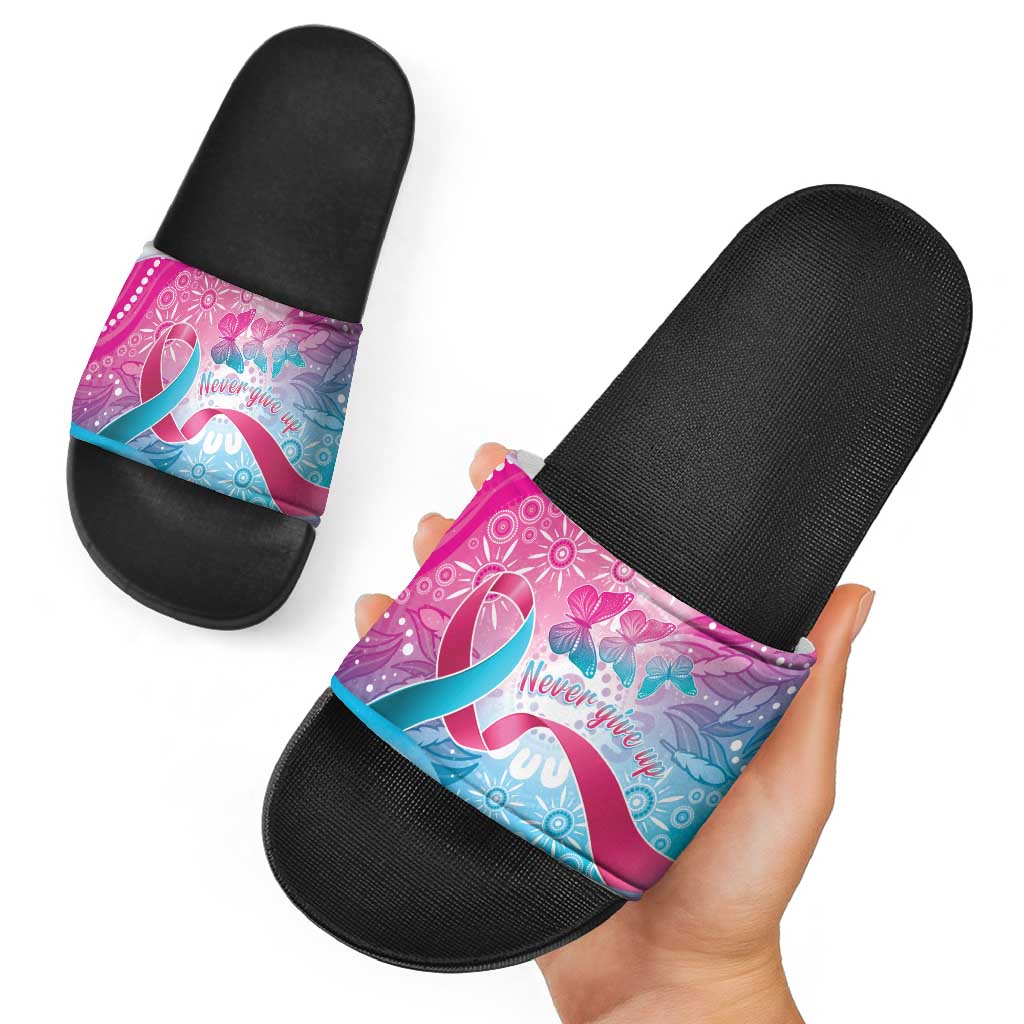 Australia Hereditary Cancer Awareness Slide Sandals Never Give Up