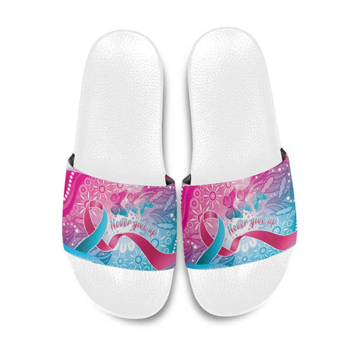 Australia Hereditary Cancer Awareness Slide Sandals Never Give Up