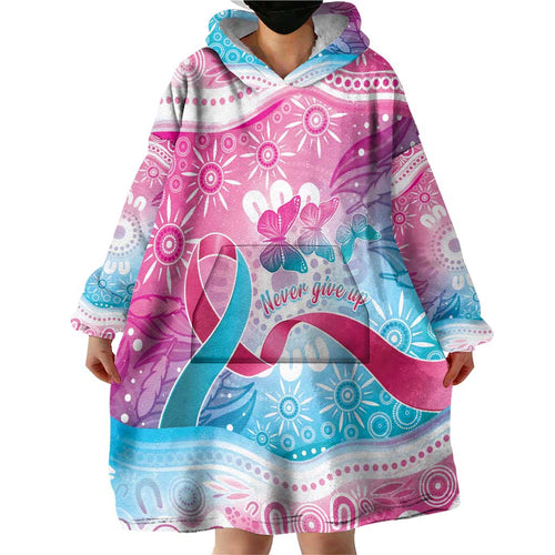 Australia Hereditary Cancer Awareness Wearable Blanket Hoodie Never Give Up
