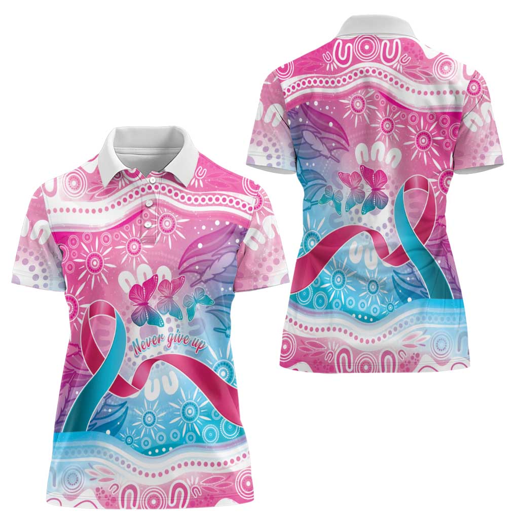 Australia Hereditary Cancer Awareness Women Polo Shirt Never Give Up