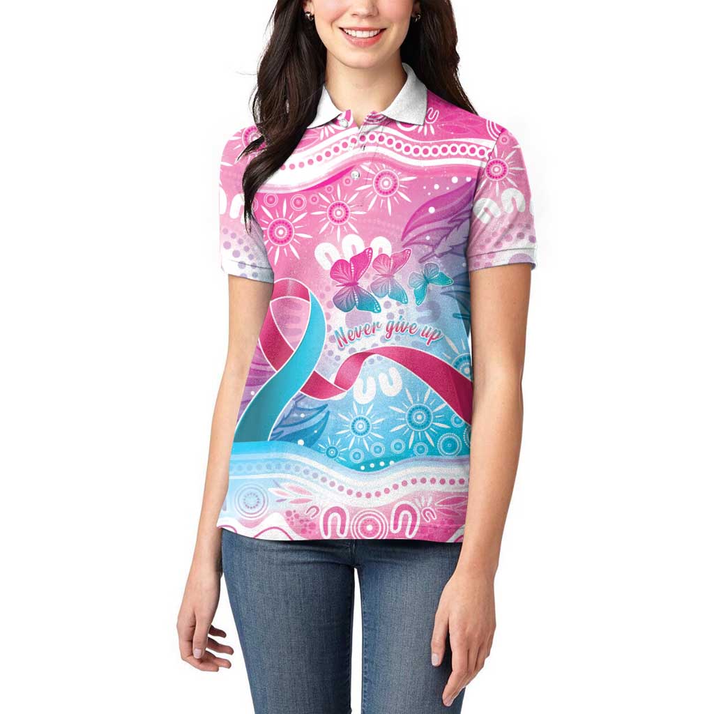 Australia Hereditary Cancer Awareness Women Polo Shirt Never Give Up