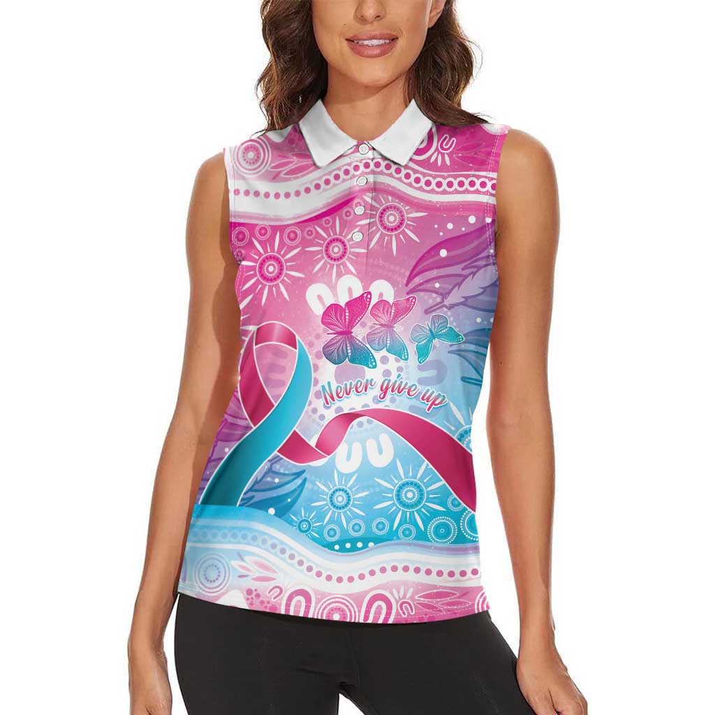 Australia Hereditary Cancer Awareness Women Sleeveless Polo Shirt Never Give Up