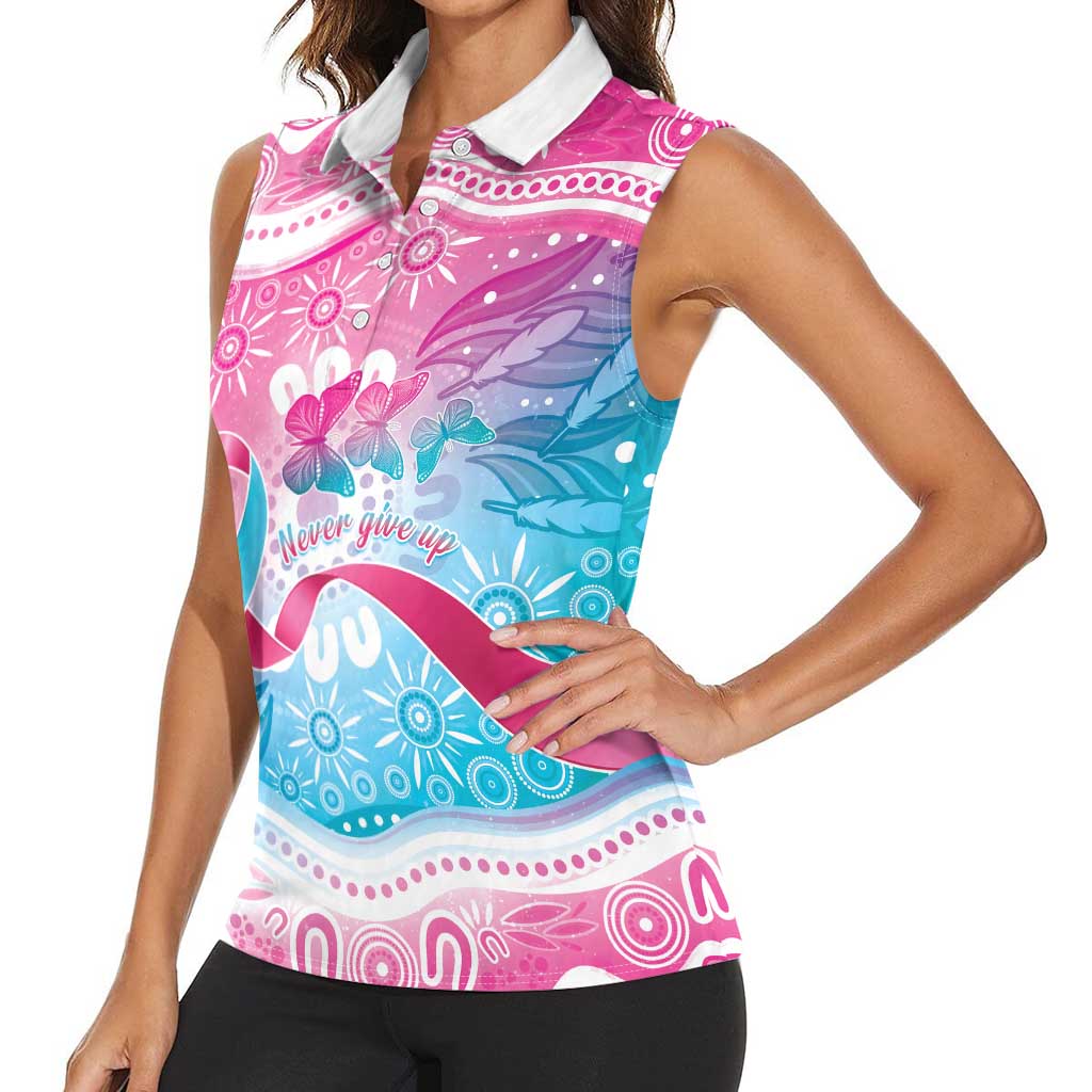 Australia Hereditary Cancer Awareness Women Sleeveless Polo Shirt Never Give Up