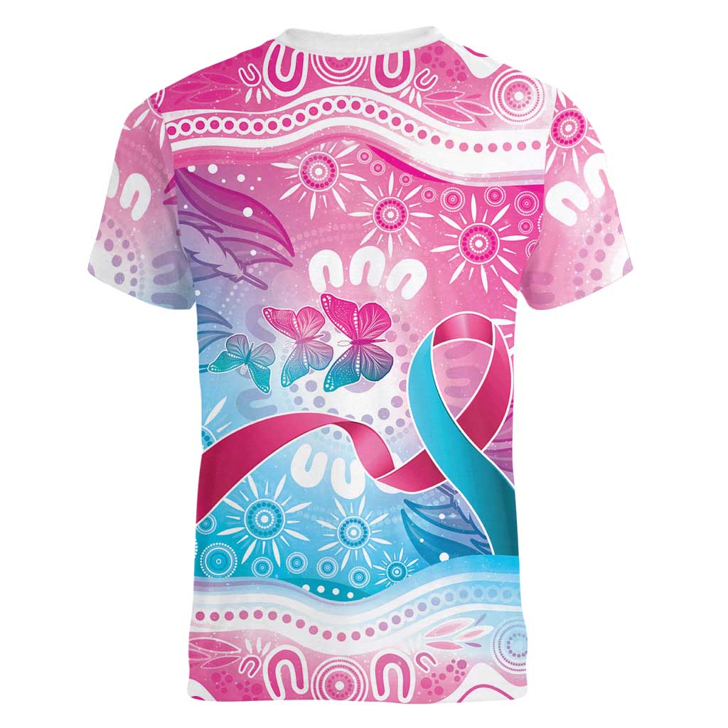 Australia Hereditary Cancer Awareness Women V-Neck T-Shirt Never Give Up