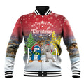 Personalised Christmas In July Baseball Jacket Funny Dabbing Dance Koala And Blue Penguins