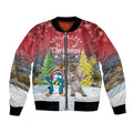 Personalised Christmas In July Bomber Jacket Funny Dabbing Dance Koala And Blue Penguins