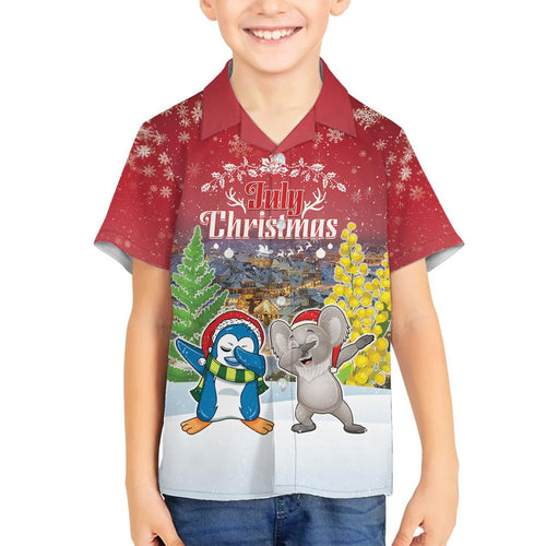 Personalised Christmas In July Family Matching Long Sleeve Bodycon Dress and Hawaiian Shirt Funny Dabbing Dance Koala And Blue Penguins