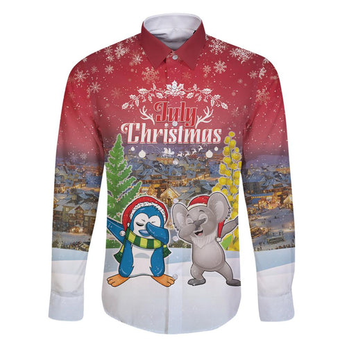 Personalised Christmas In July Family Matching Off Shoulder Short Dress and Hawaiian Shirt Funny Dabbing Dance Koala And Blue Penguins