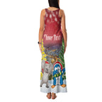 Personalised Christmas In July Family Matching Tank Maxi Dress and Hawaiian Shirt Funny Dabbing Dance Koala And Blue Penguins