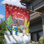 Christmas In July Garden Flag Funny Dabbing Dance Koala And Blue Penguins